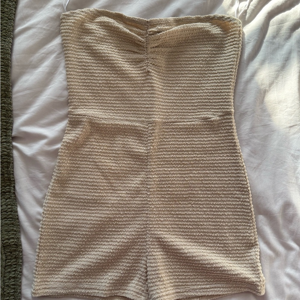 Princess Polly Beige Strapless Romper